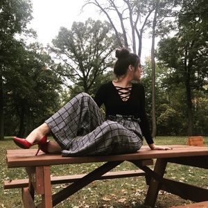 Plaid Paper Bag Waist Trousers!